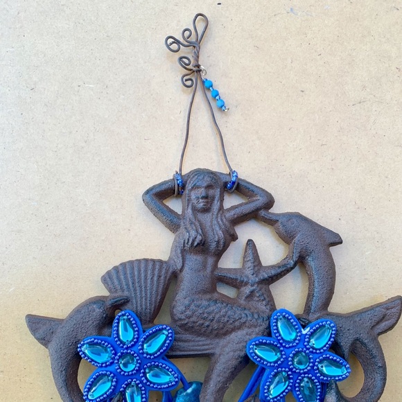 Mermaid, Dolphins & Blue Anemones Sun Catcher Mobile with Foiled Blown Glass - Picture 12 of 13